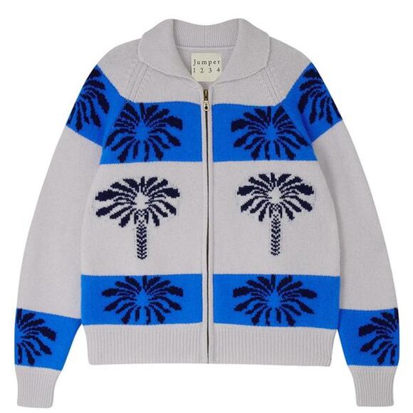 Jumper 123 Palm Cardigan in Fog Shark & Azure 2 S - Picture 3 of 3